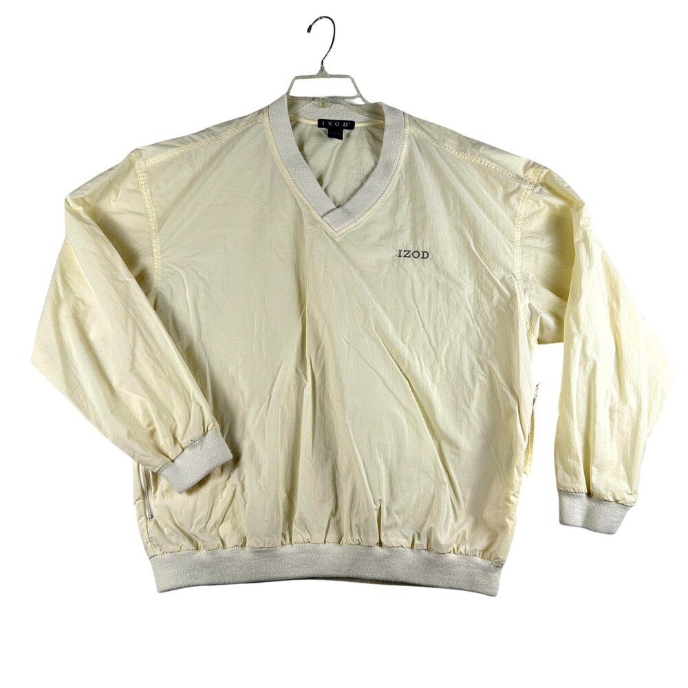 Vintage IZOD Pullover Jacket Mens Large Windbreaker Nylon Golf 90s Zip Pockets